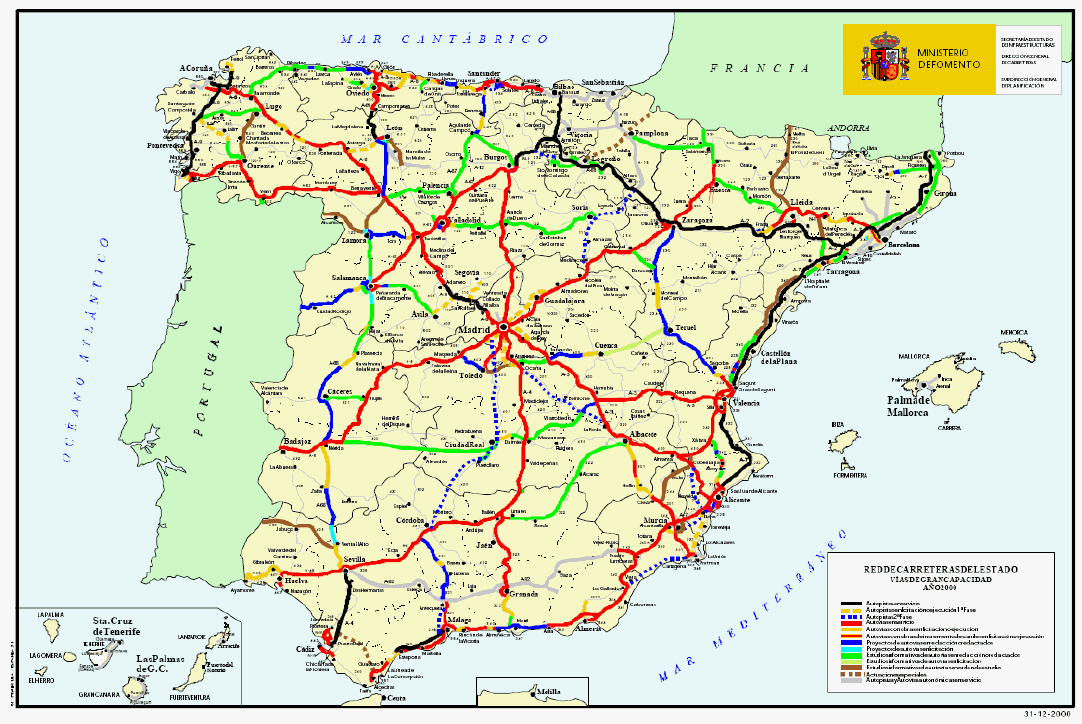 carte-espagne-portugal-autoroutes