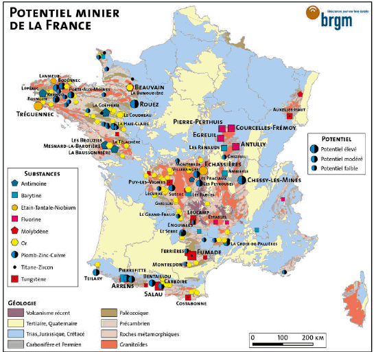 e potentiel minier en France (Donnes BRGM) - BRGM