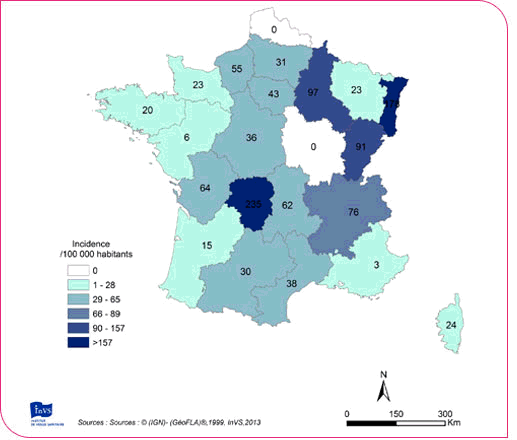 escription : Estimation de l’incidence annuelle moyenne de la borrliose de Lyme par rgion, France, 2009-2011 (Rseau Sentinelles)