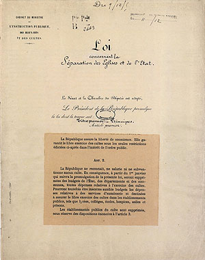 Loi du 9 décembre 1905 concernant la séparation des Églises et de l'État