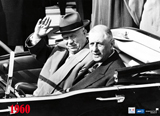 De Gaulle et Nikita Khrouchtchev à son arrivée à Orly pour une visite officielle en France, le 23 mars 1960.