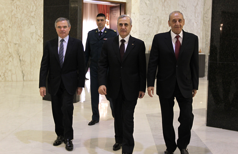 Bernard Accoyer et Michel Sleiman, Prsident de la Rpublique et Nabih Berri, Prsident de l'Assemble nationale