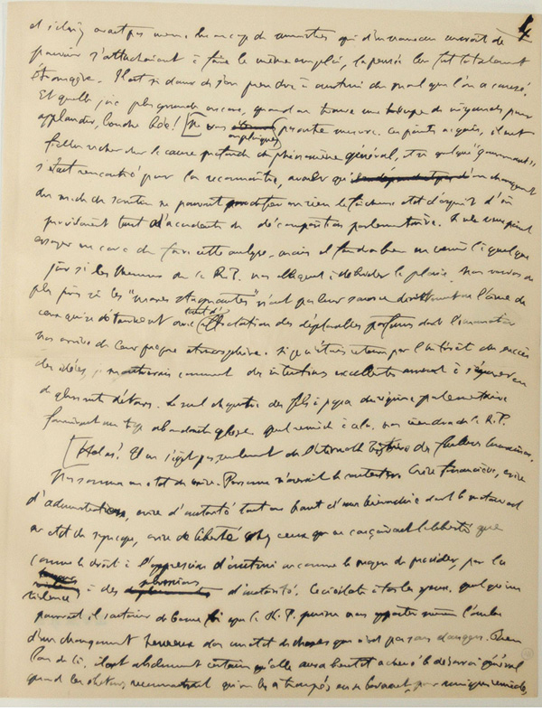   Lissue  Manuscrit autographe (sans date) relatif  la reprsentation proportionnelle. Page 4