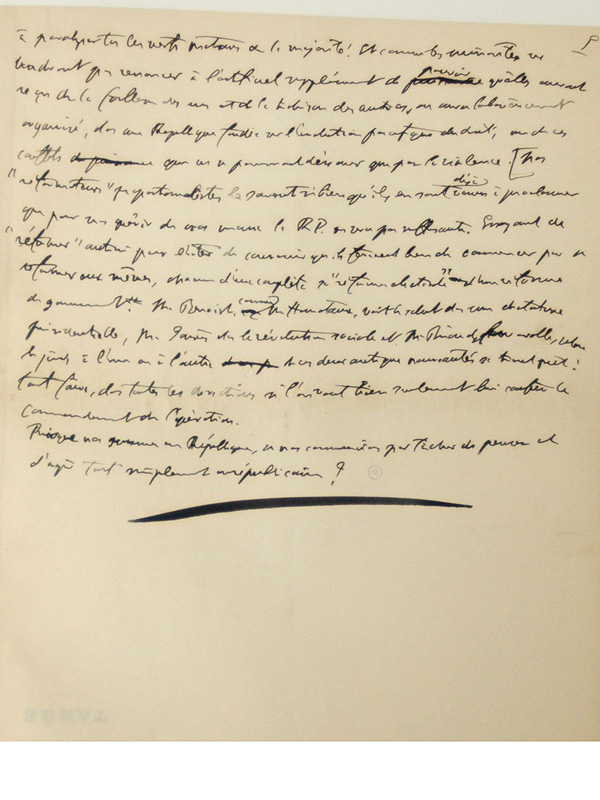   Lissue  Manuscrit autographe (sans date) relatif  la reprsentation proportionnelle. Page 5