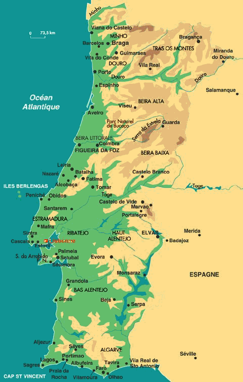 carte du portugal en français