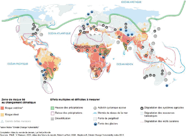 carte impacts changement climatique