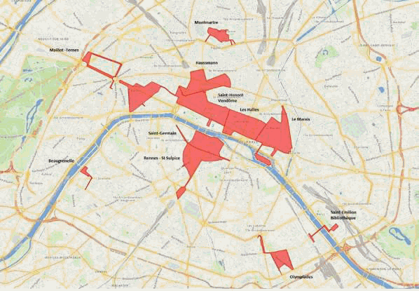 es zones touristiques à Paris selon le ministère de l'Economie.