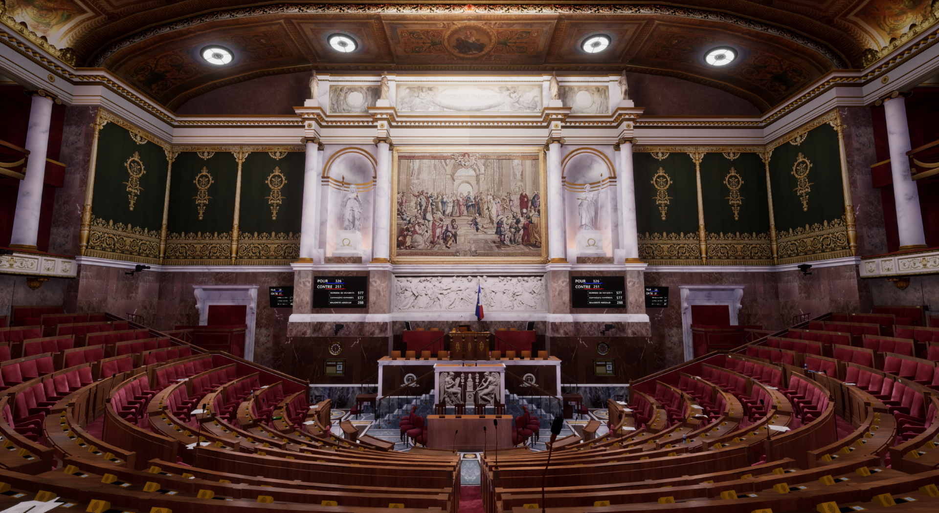 Une capture d'écran de l'hémicycle