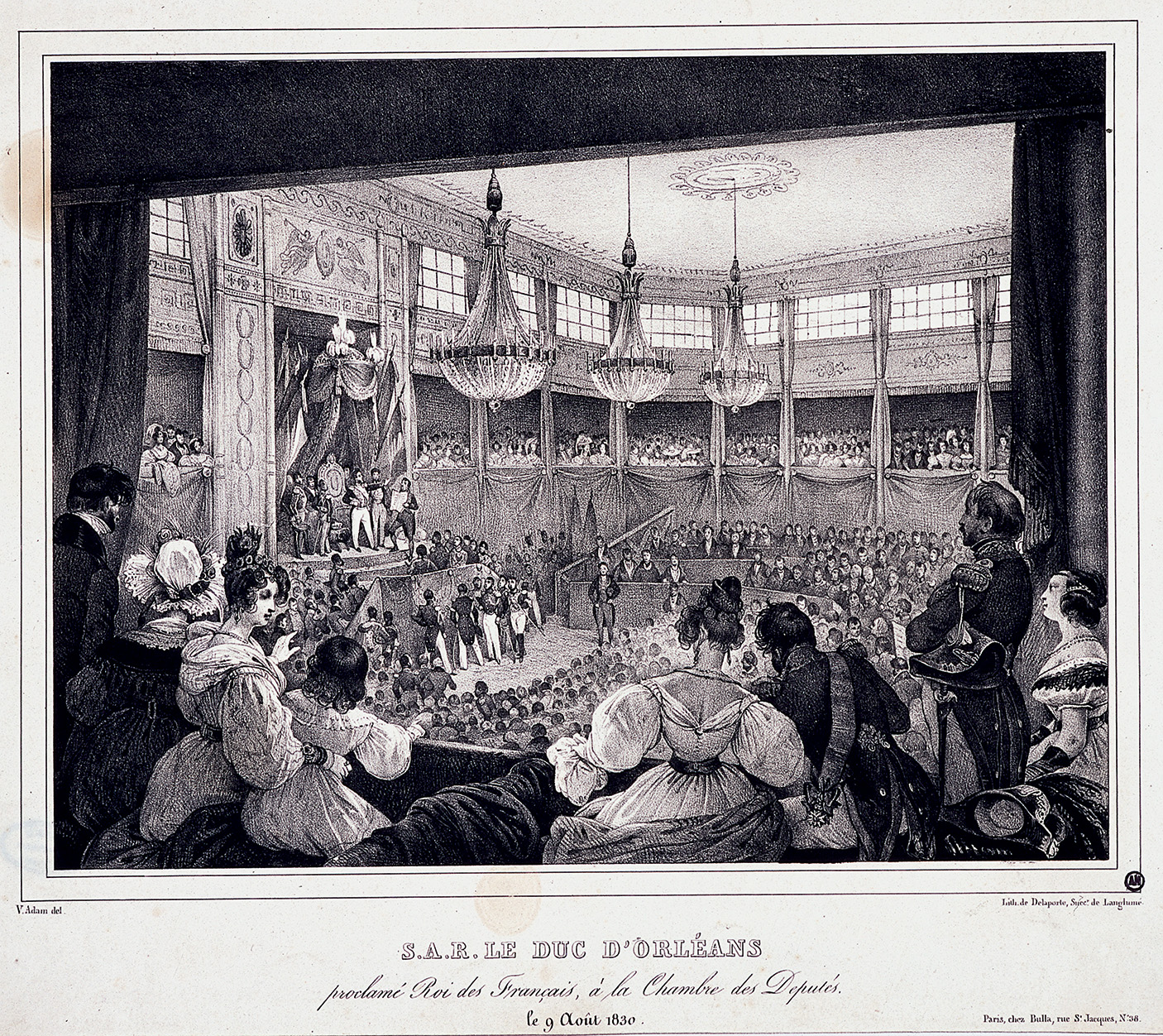 Louis-Philipe, duc d Orleans, proclamé roi des Francais à la Chambre des députés, 9 août 1830, dans la salle de bois.